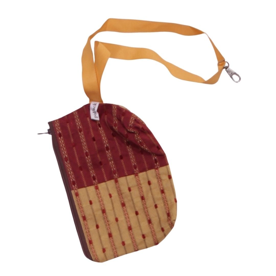 anna * pollack, Täschchen gelb rot, gefüttert, mit Zipp und Gurt