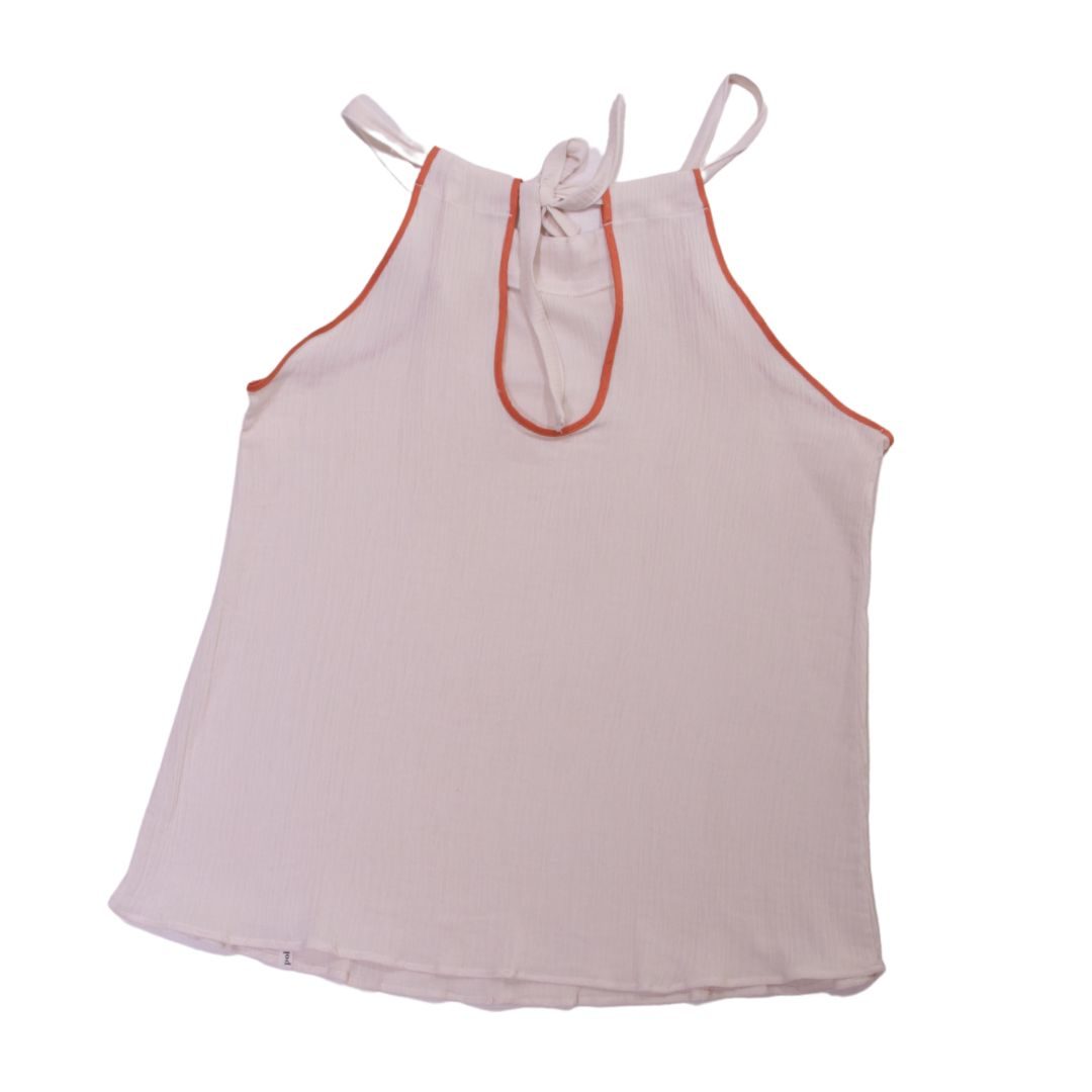 anna * pollack, Top ärmellos, Rückenansicht, creme Einfassung rost