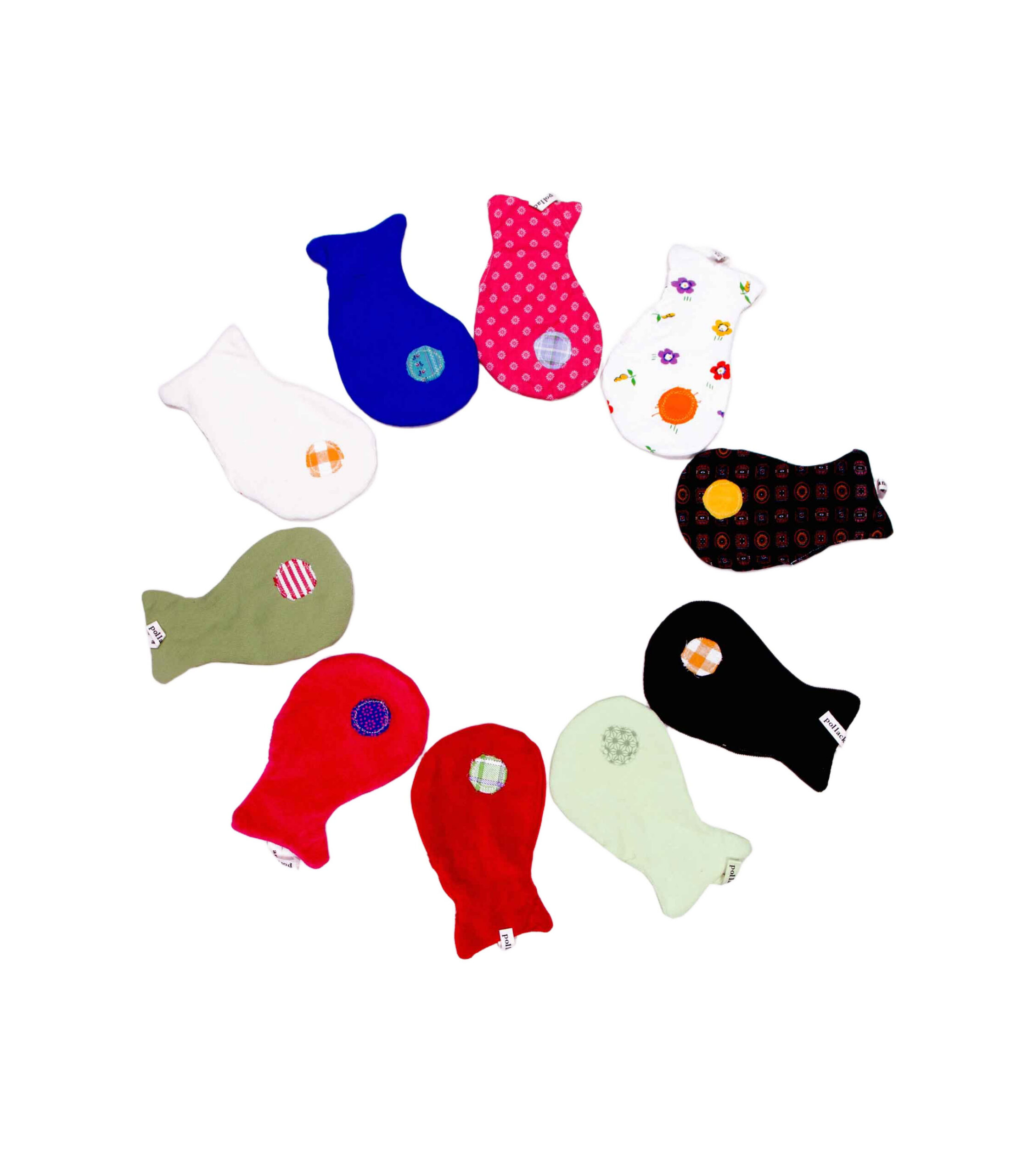 anna * pollack, Bild von 10 bunten Knusperfischen im Kreis