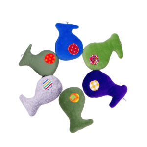 anna * pollack, Bild von 6 bunten Rasselfischen im Kreis