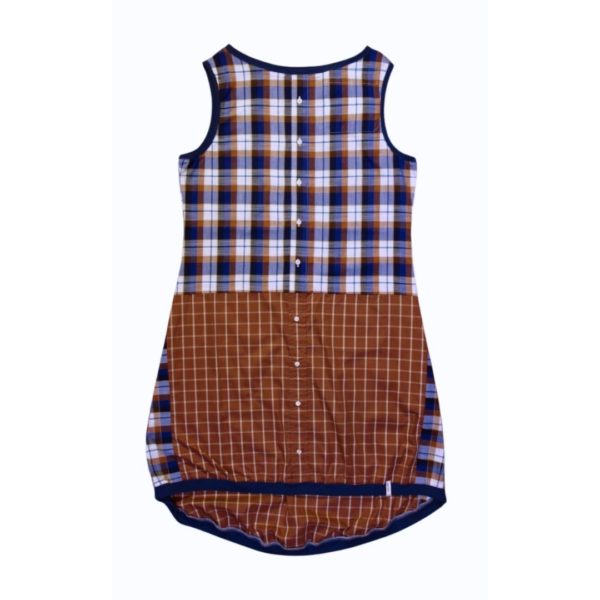 anna * pollack, Kleid Sonnenbrise braun Karo, medium , Bündchen marine, Ansicht Vorne