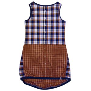 anna * pollack, Kleid Sonnenbrise braun Karo, medium , Bündchen marine, Ansicht Vorne