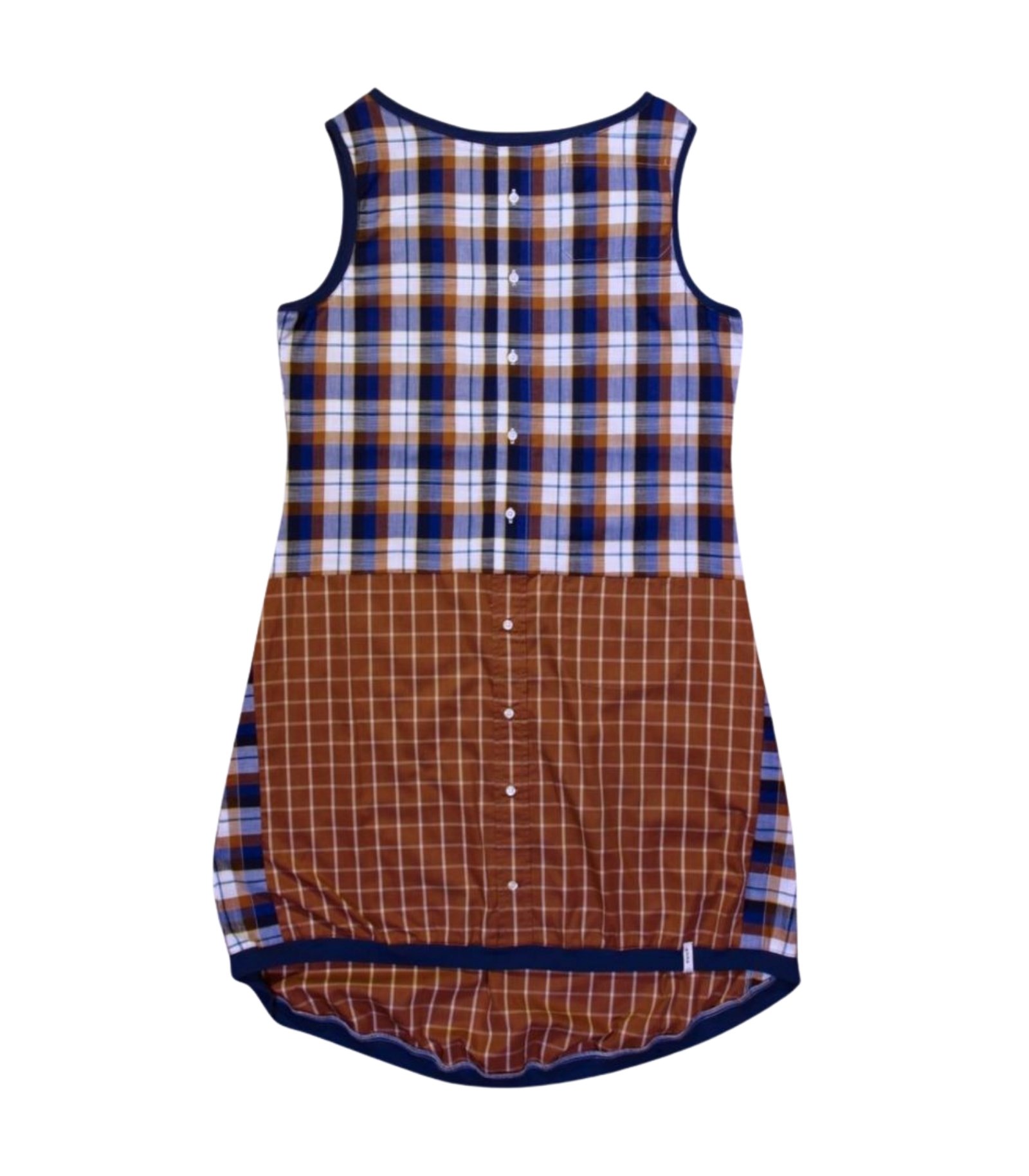 anna * pollack, Kleid Sonnenbrise braun Karo, medium , Bündchen marine, Ansicht Vorne