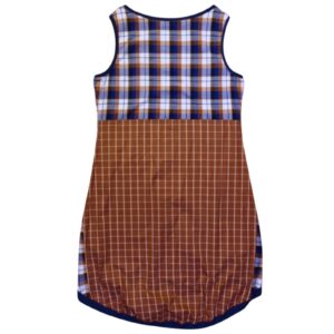 anna * pollack, Kleid Sonnenbrise braun Karo, medium , Bündchen marine, Ansicht Rücken