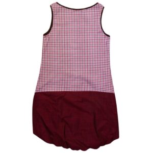 anna * pollack, Kleid Sonnenbrise weinrot Karo, medium , Bündchen braun, Ansicht Rücken