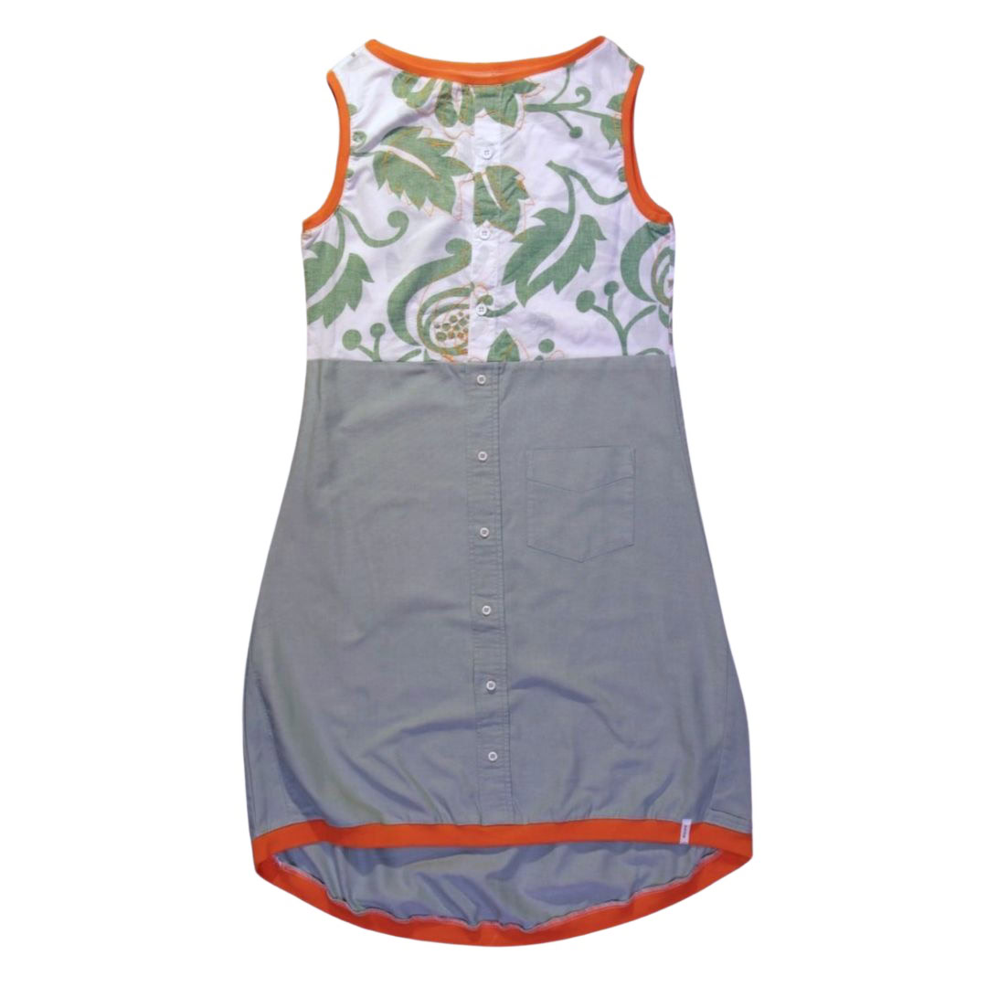 anna * pollack, Kleid Sonnenbrise grün Blumen, small, Bündchen orange, Ansicht Vorne