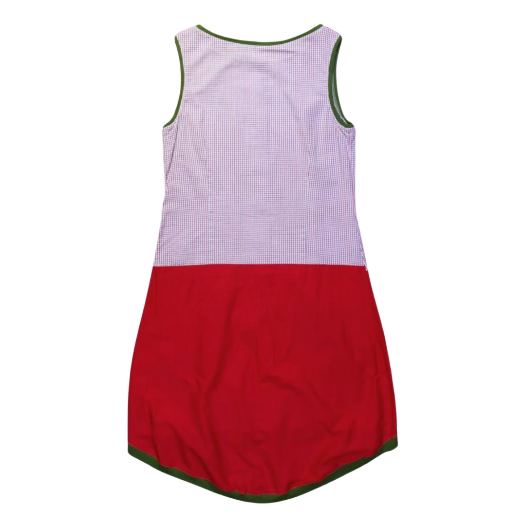 anna * pollack, Kleid Sonnenbrise rot mit grün, small, Bündchen grün, Ansicht Rücken