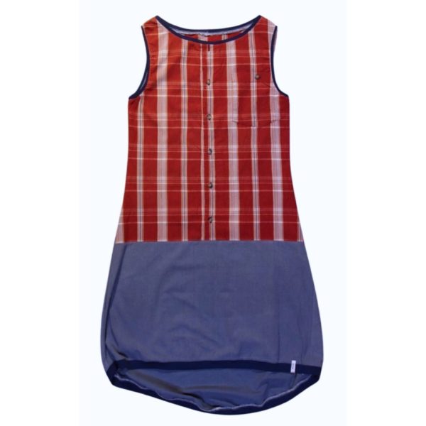 anna * pollack, Kleid Sonnenbrise rot mit blau, small, Bündchen marine, Ansicht Vorne
