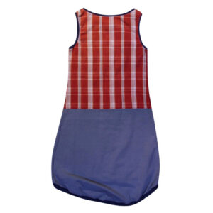 anna * pollack, Kleid Sonnenbrise rot mit blau, small , Bündchen marine, Ansicht Rücken