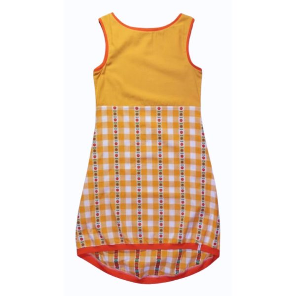 anna * pollack, Kleid Sonnenbrise gelb und Karo, x-small, Bündchen orange, Ansicht Vorne