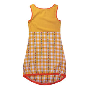 anna * pollack, Kleid Sonnenbrise gelb und Karo, x-small, Bündchen orange, Ansicht Vorne