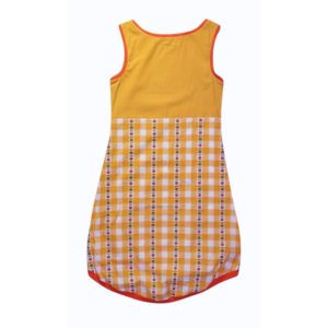 anna * pollack, Kleid Sonnenbrise gelb und Karo, x-small, Bündchen orange, Ansicht Vorne