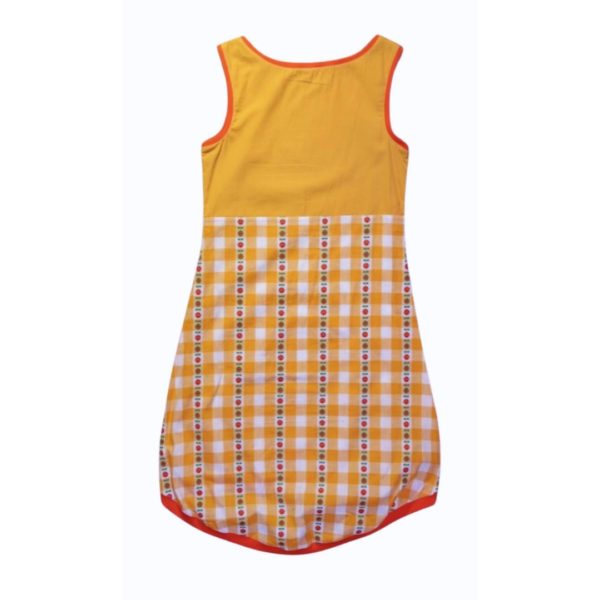 anna * pollack, Kleid Sonnenbrise gelb und Karo, x-small, Bündchen orange, Ansicht Vorne