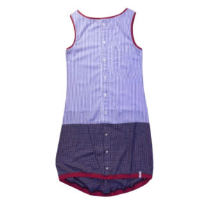 anna * pollack, Kleid Sonnenbrise grau Streif und Karo, x-small, Bündchen weinrot, Ansicht Vorne