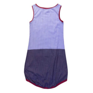 anna * pollack, Kleid Sonnenbrise grau Streif und Karo, x-small, Bündchen weinrot, Ansicht Vorne