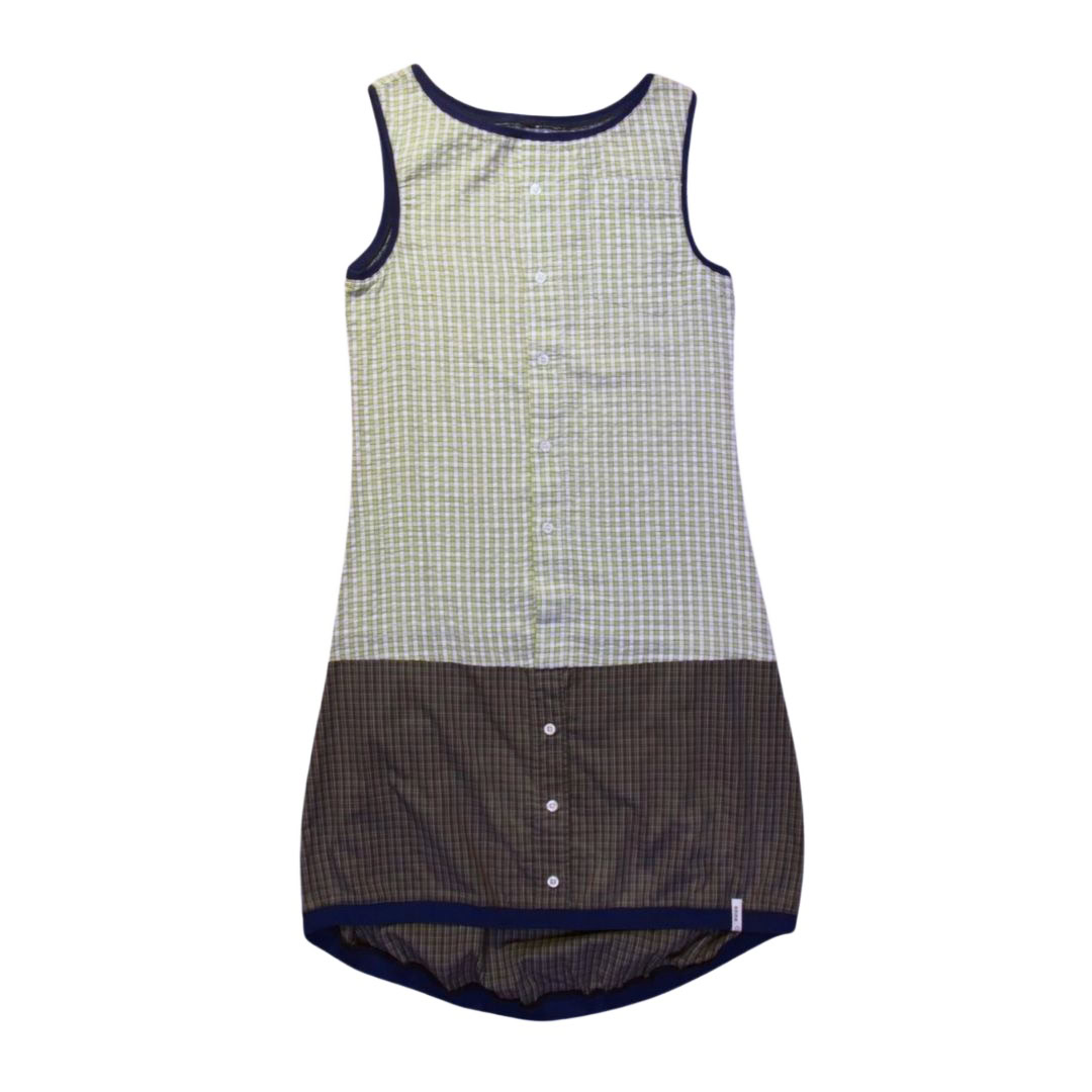 anna * pollack, Kleid Sonnenbrise grün Karo, x-small, Bündchen marine, Ansicht Vorne