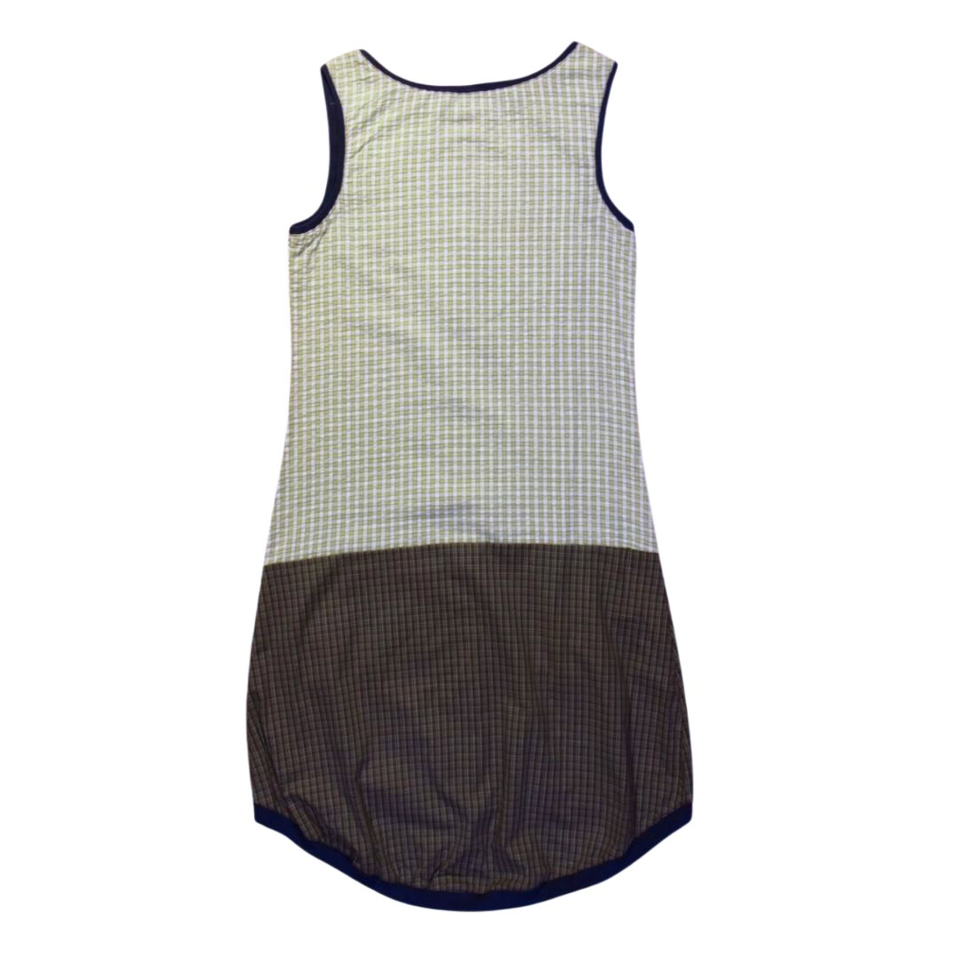 anna * pollack, Kleid Sonnenbrise grün Karo, x-small, Bündchen marine, Ansicht Rücken