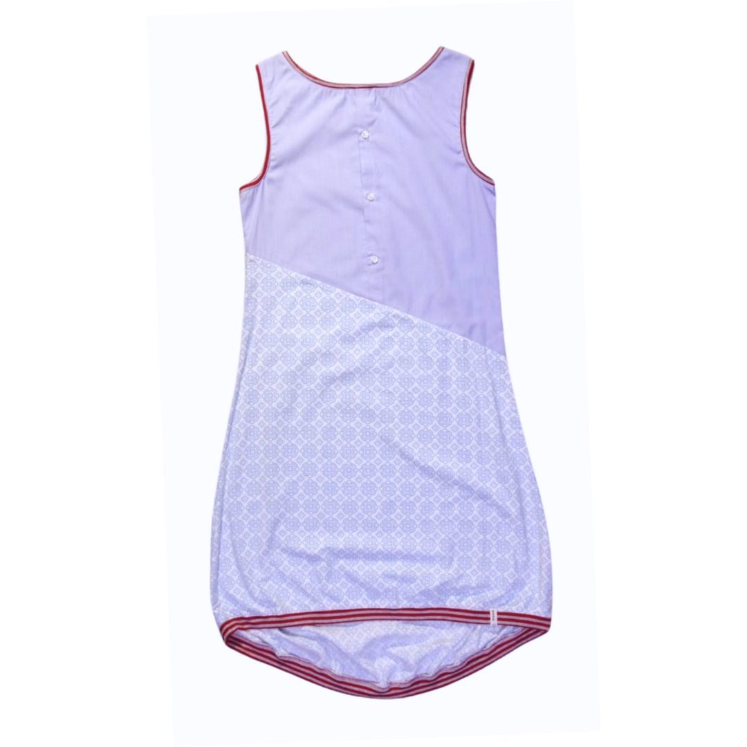 anna * pollack, Kleid Sonnenbrise hellblau, x-small, Bündchen grau-rot geringelt, Ansicht Vorne