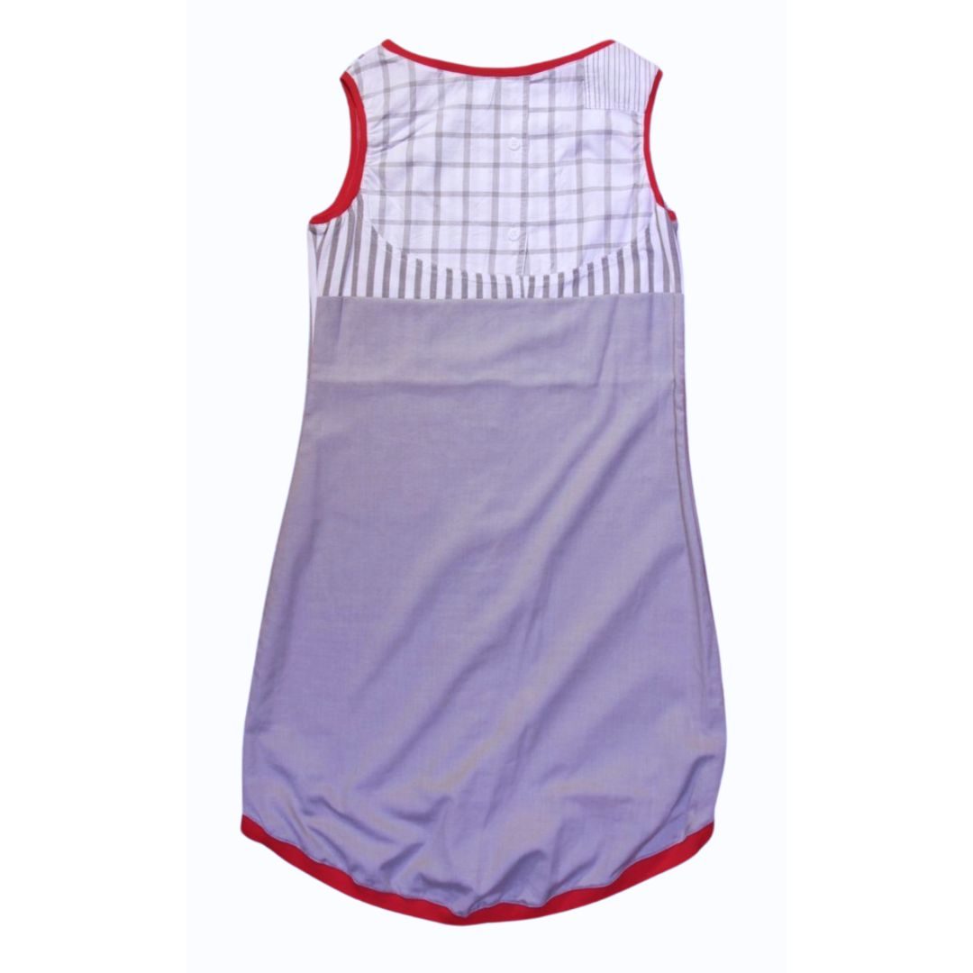 anna * pollack, Kleid Sonnenbrise in Hellgrau, uni und gestreift, Ansicht Rücken