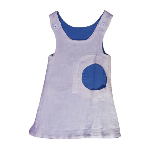 anna * pollack, Wendekleid, 80-116, Mousseline, blau und weiß, Vorderseite weiß