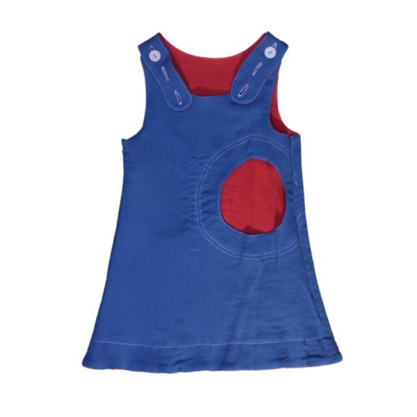 anna * pollack, Wendekleid, 80-116, Mousseline, rot und blau, Vorderseite blau