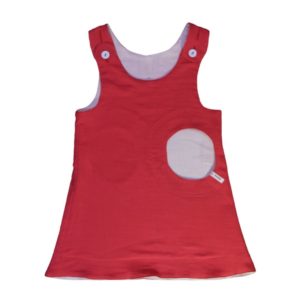 anna * pollack, Wendekleid, 80-116, Mousseline, rot und weiß, Vorderseite rot