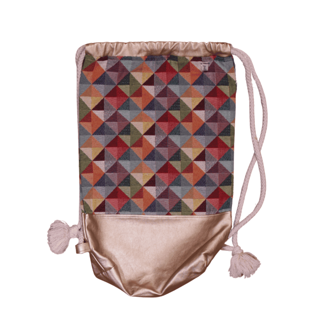 anna * pollack, Beutelbag, Oberteil Karo, Unterteil Gold, Träger cremefarben, Ansicht flach liegend