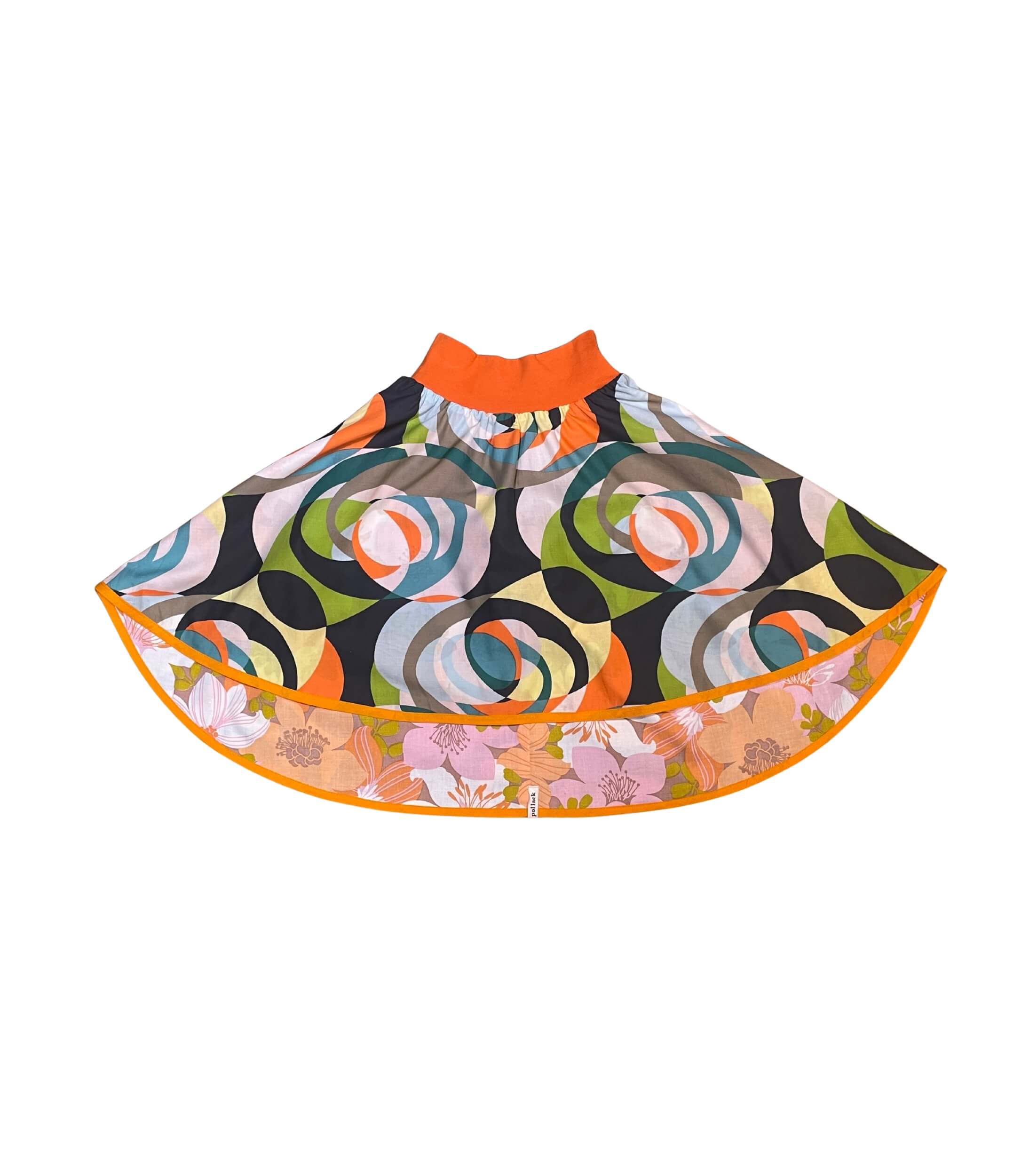 anna * pollack, Wenderock 152-164, orange blumig, Vorderseite bunt