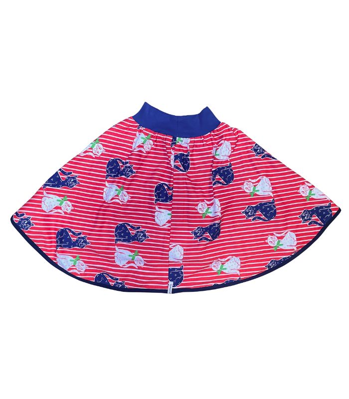 anna * pollack, Wenderock 152-164, Katzen und blumig, Jersey, Vorderseite Blumig Blau