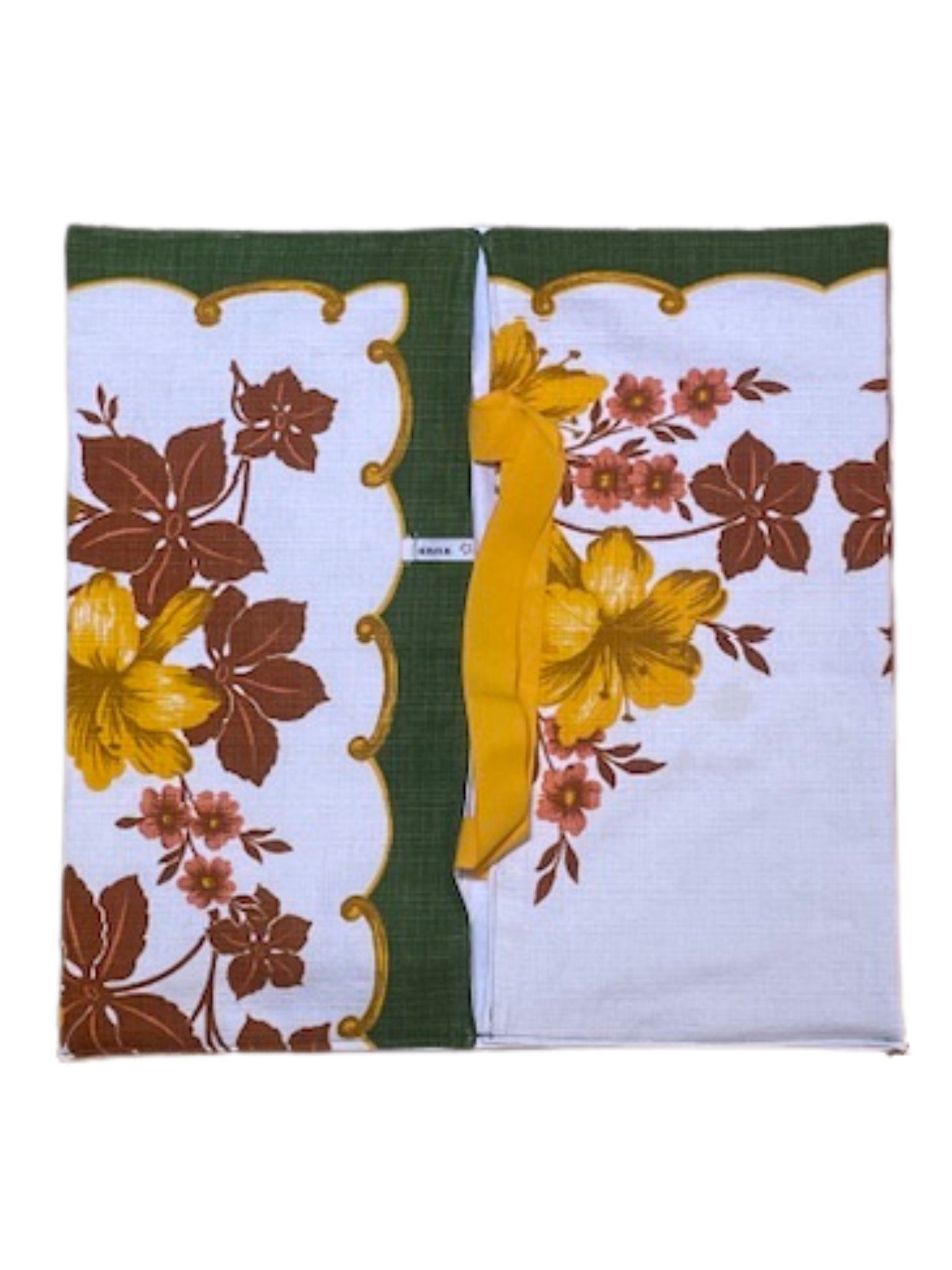 anna * pollack, Cake Boy, Kuchen-, Torte-, Quiche- oder Pizzatragetasche, Baumwolle Blumen gelb und braun, Rand grün