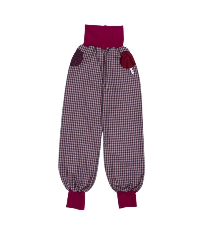 anna * pollack, PIratenhose Mixed, 152-164, Kariert grau und bordeaux, Bund und Taschen Weinrot